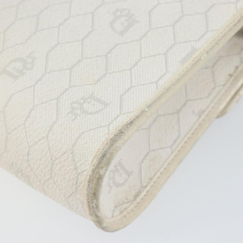 Authentic Christian Dior Honeycomb Canvas Shoulder Bag PVC Gold White - Picture 4 of 16